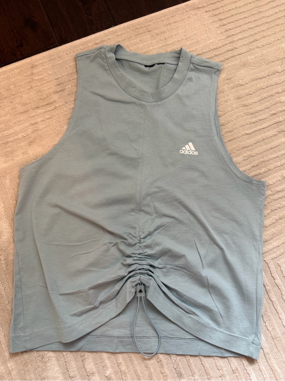 adidas Sage Green Drawstring Cropped Tank